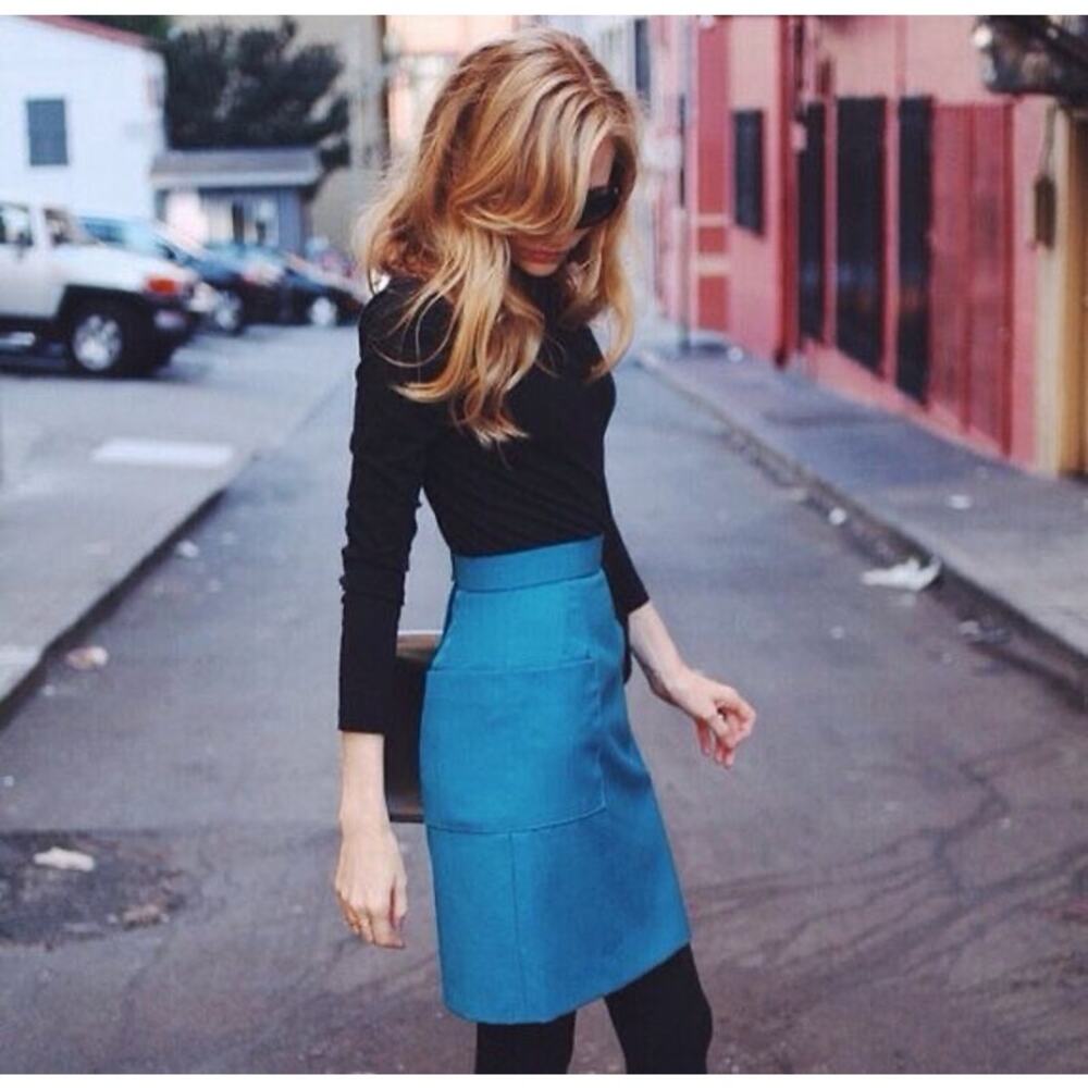 Pure Collection Teal Moon Wool Pencil Skirt | UK Tailoring | Fall Winter Office